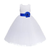 White Floral Lace Heart Cutout Flower Girl Dress Communion Baptism Junior Bridesmaid Dress 172T(5)
