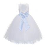 White Floral Lace Heart Cutout Flower Girl Dress Communion Baptism Junior Bridesmaid Dress 172T(5)