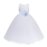 White Floral Lace Heart Cutout Flower Girl Dress Communion Baptism Junior Bridesmaid Dress 172T(5)