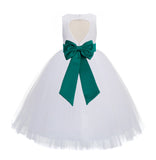 White Floral Lace Heart Cutout Flower Girl Dress Communion Baptism Junior Bridesmaid Dress 172T(2)