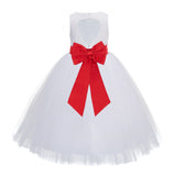 White Floral Lace Heart Cutout Flower Girl Dress Communion Baptism Junior Bridesmaid Dress 172T(1)