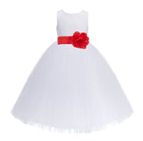 White Floral Lace Heart Cutout Flower Girl Dress Communion Baptism Junior Bridesmaid Dress 172T(1)
