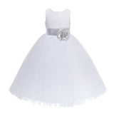 White Floral Lace Heart Cutout Flower Girl Dress Communion Baptism Junior Bridesmaid Dress 172T(2)