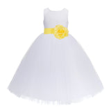 White Floral Lace Heart Cutout Flower Girl Dress Communion Baptism Junior Bridesmaid Dress 172T(2)