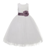 Ivory Floral Lace Heart Cutout Flower Girl Dress Communion Baptism Junior Bridesmaid Dress 172T(4)
