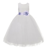 Ivory Floral Lace Heart Cutout Flower Girl Dress Communion Baptism Junior Bridesmaid Dress 172T(3)
