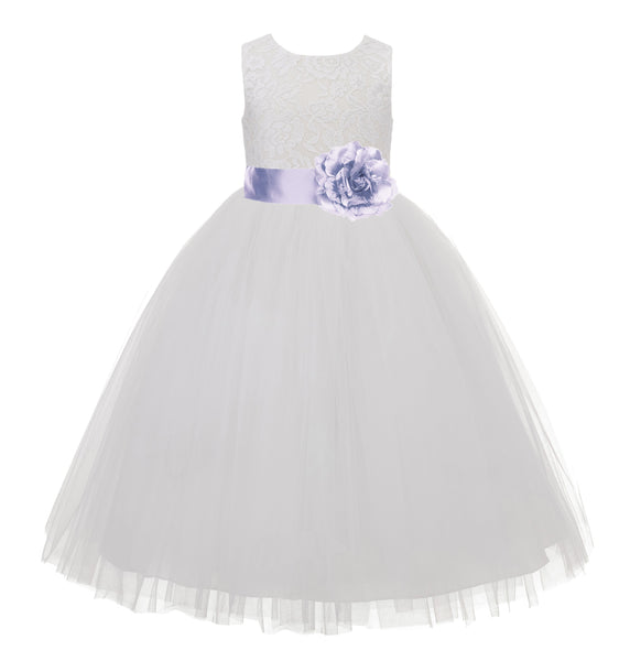 Ivory Floral Lace Heart Cutout Flower Girl Dress Communion Baptism Junior Bridesmaid Dress 172T(3)