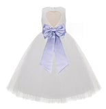 Ivory Floral Lace Heart Cutout Flower Girl Dress Communion Baptism Junior Bridesmaid Dress 172T(3)