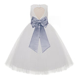 Ivory Floral Lace Heart Cutout Flower Girl Dress Communion Baptism Junior Bridesmaid Dress 172T(4)