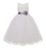 Ivory Floral Lace Heart Cutout Flower Girl Dress Communion Baptism Junior Bridesmaid Dress 172T(4)