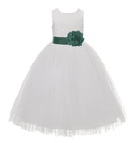 Ivory Floral Lace Heart Cutout Flower Girl Dress Communion Baptism Junior Bridesmaid Dress 172T(5)