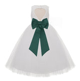 Ivory Floral Lace Heart Cutout Flower Girl Dress Communion Baptism Junior Bridesmaid Dress 172T(5)