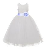 Ivory Floral Lace Heart Cutout Flower Girl Dress Communion Baptism Junior Bridesmaid Dress 172T(2)