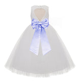 Ivory Floral Lace Heart Cutout Flower Girl Dress Communion Baptism Junior Bridesmaid Dress 172T(2)