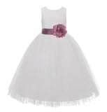 Ivory Floral Lace Heart Cutout Flower Girl Dress Communion Baptism Junior Bridesmaid Dress 172T(2)