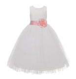 Ivory Floral Lace Heart Cutout Flower Girl Dress Communion Baptism Junior Bridesmaid Dress 172T(5)