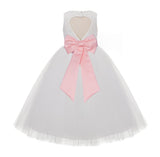 Ivory Floral Lace Heart Cutout Flower Girl Dress Communion Baptism Junior Bridesmaid Dress 172T(5)