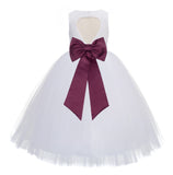 White Floral Lace Heart Cutout Flower Girl Dress Communion Baptism Junior Bridesmaid Dress 172T(3)