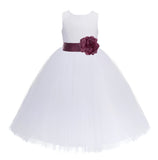 White Floral Lace Heart Cutout Flower Girl Dress Communion Baptism Junior Bridesmaid Dress 172T(3)