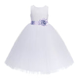 White Floral Lace Heart Cutout Flower Girl Dress Communion Baptism Junior Bridesmaid Dress 172T(3)