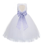 White Floral Lace Heart Cutout Flower Girl Dress Communion Baptism Junior Bridesmaid Dress 172T(3)