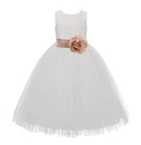 Ivory Floral Lace Heart Cutout Flower Girl Dress Communion Baptism Junior Bridesmaid Dress 172T(1)