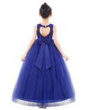 Floral Lace Heart Cutout Flower Girl Dresses for Wedding Pageants Junior Bridesmaid Gown 172noFT