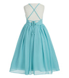 Criss-Cross Chiffon Flower Girl Dress Special Occasion Dresses Pageant Gown Junior Princess 191(2)
