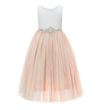 Scalloped V-Back Lace A-Line Flower Girl Dress Communion Baptism Wedding Reception Ballroom 207R7