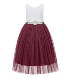 Scalloped V-Back Lace A-Line Flower Girl Dress Communion Baptism Wedding Reception Ballroom 207R7