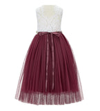 Scalloped V-Back Lace A-Line Flower Girl Dress Communion Baptism Wedding Reception Ballroom 207R7