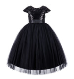 Cap Sleeves Sequin Formal Flower Girl Dress Father Daughter Dance Recital Gown Birthday Party 211(2)