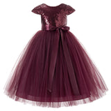 Cap Sleeves Sequin Formal Flower Girl Dress Father Daughter Dance Recital Gown Birthday Party 211(2)