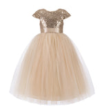 Cap Sleeves Sequin Formal Flower Girl Dress Father Daughter Dance Recital Gown Birthday Party 211(2)
