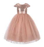 Cap Sleeves Sequin Formal Flower Girl Dress Father Daughter Dance Recital Gown Birthday Party 211(2)