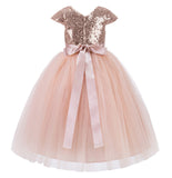 Cap Sleeves Sequin Formal Flower Girl Dress Father Daughter Dance Recital Gown Birthday Party 211(2)