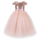 Cap Sleeves Sequin Formal Flower Girl Dress Father Daughter Dance Recital Gown Birthday Party 211(2)