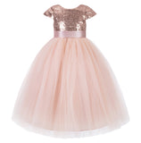 Cap Sleeves Sequin Formal Flower Girl Dress Father Daughter Dance Recital Gown Birthday Party 211(1)