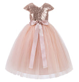 Cap Sleeves Sequin Formal Flower Girl Dress Father Daughter Dance Recital Gown Birthday Party 211(1)