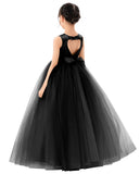 Satin Heart Cutout Tulle Flower Girl Dresses Pretty Princess Ballroom Dance Recital Junior Prom 247