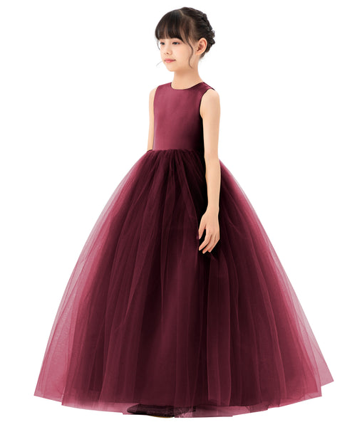 Satin Heart Cutout Tulle Flower Girl Dresses Pretty Princess Ballroom Dance Recital Junior Prom 247