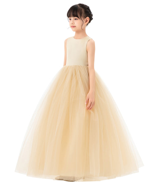 Satin Heart Cutout Tulle Flower Girl Dresses Pretty Princess Ballroom Dance Recital Junior Prom 247