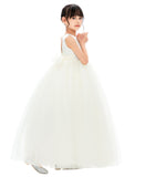 Satin Heart Cutout Tulle Flower Girl Dresses Pretty Princess Ballroom Dance Recital Junior Prom 247