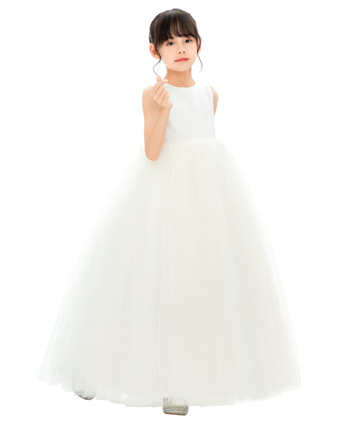 Satin Heart Cutout Tulle Flower Girl Dresses Pretty Princess Ballroom Dance Recital Junior Prom 247