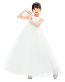 Satin Heart Cutout Tulle Flower Girl Dresses Pretty Princess Ballroom Dance Recital Junior Prom 247