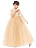 V-Back Flower Girl Dress with Tulle Sleeves for Special Occasions Wedding Beauty Pageant Recital 249