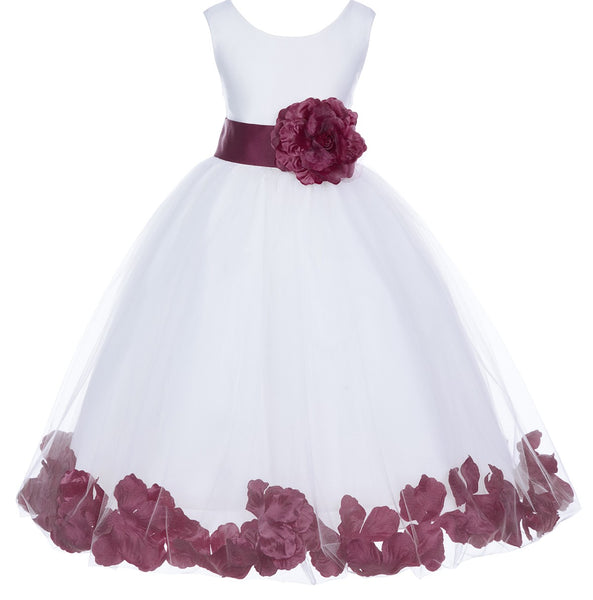 Ivory Tulle Floral Petals Flower Girl Dress Special Occasions Junior Pageant Wedding Holiday 302S(6)