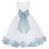 White Elegant Bridesmaid Pageant Special Occasions Rose Petals Flower Girl Dress 302T(3)