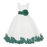 Ivory Tulle Floral Petals Flower Girl Dress Special Occasions Junior Pageant Wedding Holiday 302S(6)