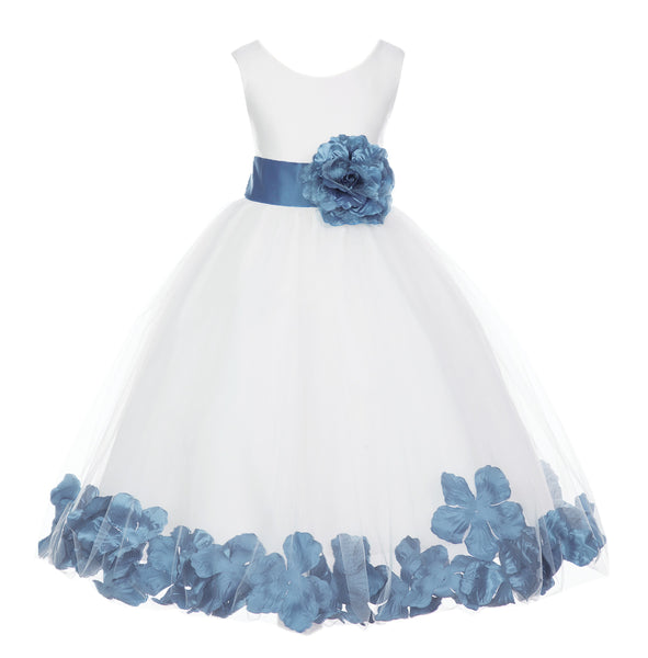 Ivory Tulle Floral Petals Flower Girl Dress Special Occasions Junior Pageant Wedding Holiday 302S(6)